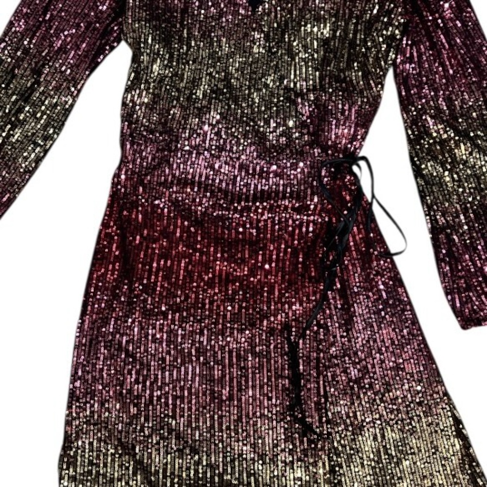 Premier Amour wrap sequins dress ombre gold red (burgandy) holiday party 16 NWT - Picture 6 of 11